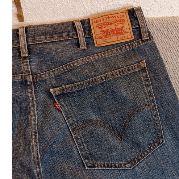 Levis 527 Bootcut Jeans Mens 39X31 Blue Fade Cowboy Style - Picture 12 of 16